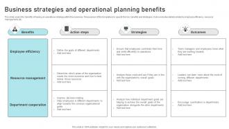 Business Strategies And Operational Planning Benefits