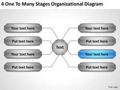Business strategy 4 one to many stages organizational diagram powerpoint slides 0523