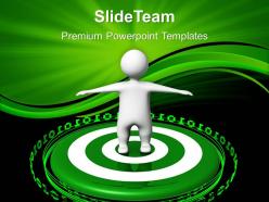 Business strategy and policy templates man on green target ppt slides powerpoint