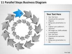 Business strategy consultant 11 parallel steps diagram powerpoint templates ppt backgrounds for slides