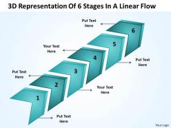 Business strategy consulting 3d representation of 6 stages linear flow powerpoint slides 0522