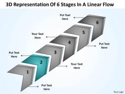 Business strategy consulting 3d representation of 6 stages linear flow powerpoint slides 0522