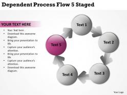 Business strategy dependent process flow 5 staged powerpoint templates ppt backgrounds for slides 0523