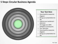 Business strategy diagram 5 steps circular agenda powerpoint templates