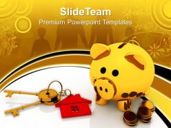 Business strategy formulation templates golden piggy bank keys growth ppt slides powerpoint