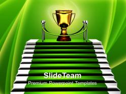 Business strategy game templates stairs with trophy success company ppt powerpoint