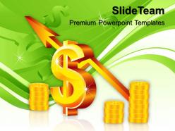 Business strategy review powerpoint templates dollar with up arrow success ppt slides