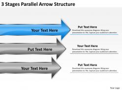 Business structure diagram 3 stages parallel arrow powerpoint slides