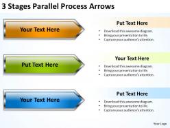 Business Structure Diagram 3 Stages Parallel Process Arrows Powerpoint Slides