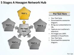 Business structure diagram hexagon network hub powerpoint templates ppt backgrounds for slides