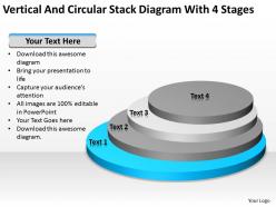 Business structure diagram vertical and circular stack with 4 stages powerpoint templates
