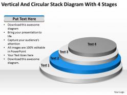 Business structure diagram vertical and circular stack with 4 stages powerpoint templates