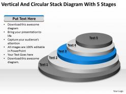 Business structure diagram vertical and circular stack with 5 stages powerpoint templates