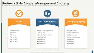 Business style budget management strategy