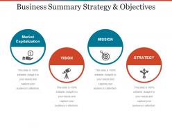 Business summary strategy and objectives ppt slide show
