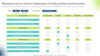 Business Survey Form To Determine Overall Product Performance Survey SS