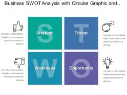 Business swot analysis with circular graphic and icons
