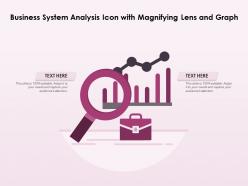 Business system analysis icon with magnifying lens and graph