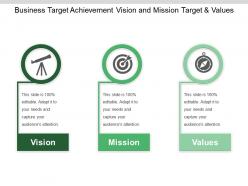 Business target achievement vision and mission target and values