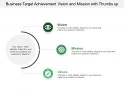 Business target achievement vision and mission with thumbs up