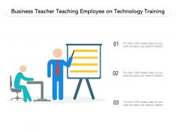 Business teacher teaching employee on technology training