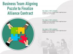 Business team aligning puzzle to finalize alliance contract