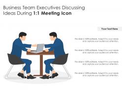 Business team executives discussing ideas during 1 1 meeting icon