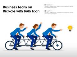 Business team on bicycle with bulb icon