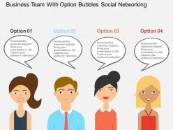 Business team with option bubbles social networking flat powerpoint design
