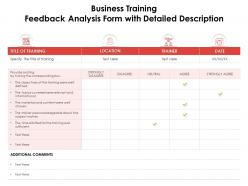 Business training feedback analysis form with detailed description