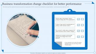 Business Transformation Change Checklist For Better Performance