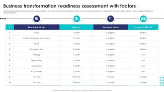 Business Transformation Readiness Assessment With Factors