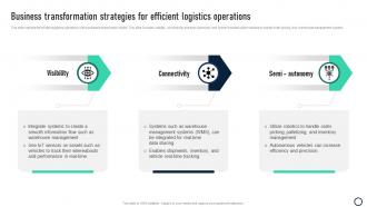Business Transformation Strategies For Efficient Logistics Operations