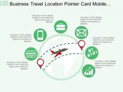 Business travel location pointer card mobile message envelope and bar graph