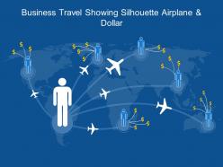 Business travel showing silhouette airplane and dollar