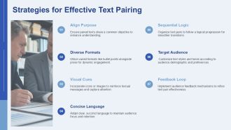 Business Two Column Text Strategies PPT Guidelines AT Images Content Ready