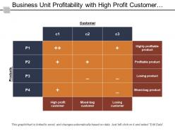 Business unit profitability with high profit customer profitable product and losing product