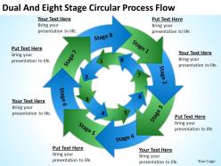 Business Use Case Diagram Dual And Eight Stage Circular Process Flow Powerpoint Slides