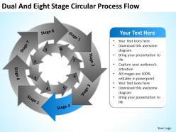 Business use case diagram dual and eight stage circular process flow powerpoint slides