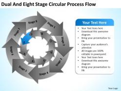 Business use case diagram dual and eight stage circular process flow powerpoint slides