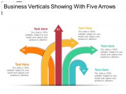 Business verticals showing with five arrows
