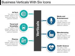 Business verticals with six icons