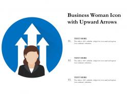 Business woman icon with upward arrows
