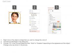 Business woman with about us analysis powerpoint slide