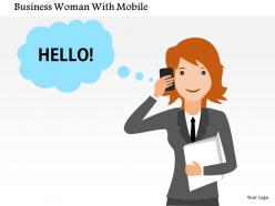 Business woman with mobile flat powerpoint design