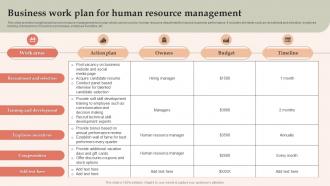 Business Work Plan For Human Resource Management