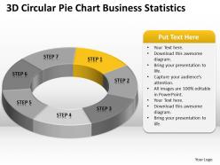 Business workflow diagram 3d circular pie chart statistics powerpoint slides