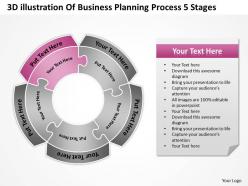 Business workflow diagram 3d illustration of planning process 5 stages powerpoint slides