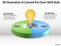 Business Workflow Diagram Of Colored Pie Chart With Bulb Innovation Concept Powerpoint Slides