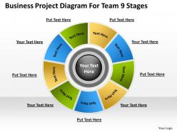 Business workflow diagram project for team 9 stages powerpoint slides